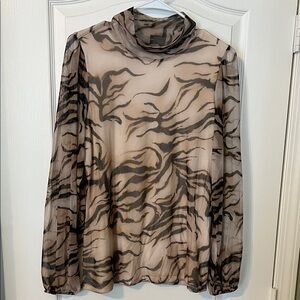 Chico's Sheer Zebra Print Blouse - Black and Cream